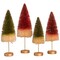 Traditional Bottle Brush Trees with Gold Glitter - Set of 4